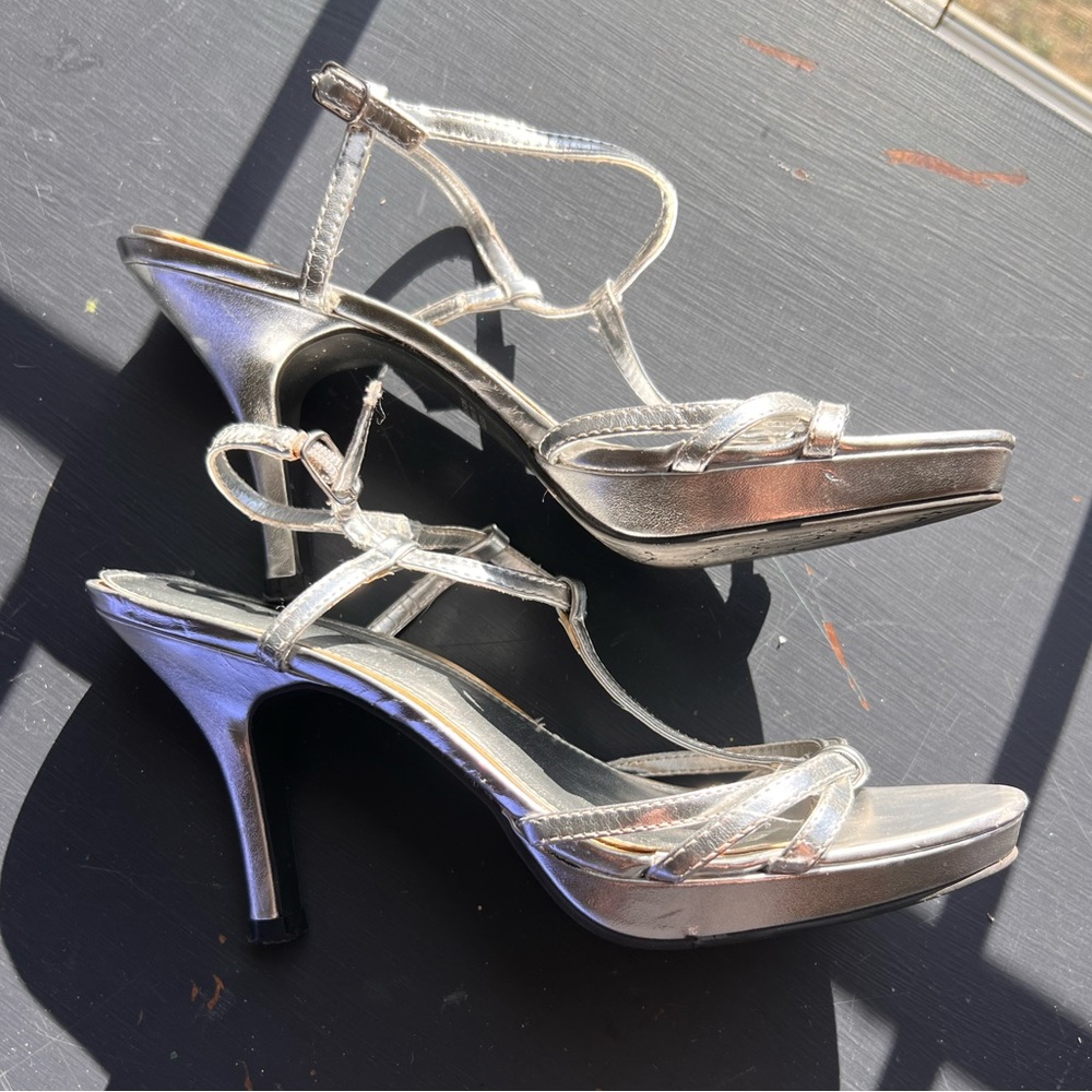 Silver high heels